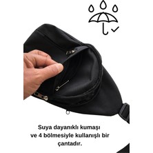 Outlet Çarşım 4 Bölmeli Erkek Düz Siyah Çapraz Omuz Çantası Bodybag