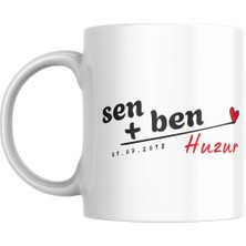 Mug Station Sevgililer Gününe Özel Sen + Ben = Huzur Tasarımlı Kupa Bardak