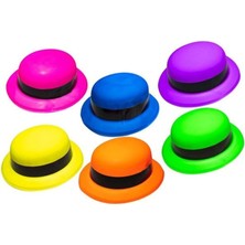 Neon Partisi Pembe Renk Melon Plastik Parti Şapkası