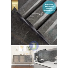 Technojet Kendinden Yapışkanlı Mermer Desen Folyo Mutfak Banyo Tezgah Duvar Kaplama 60 cm  x 100 cm  Koyu Gri