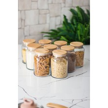 Depa Robinanka  9'lu Set Bambu Kapaklı Cam Kavanoz & Erzak Saklama Kabı 800 ml Orta  Boy ( Vakum Kapak )