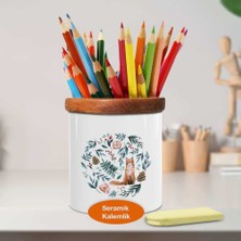 Asilmeydan Yapraklar İçinde Tilki Ahşaplı Seramik Kalemlik -53876-56510