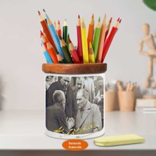 Asilmeydan Halkıyla Konuşan Mustafa Kemal Atatürk Ahşap Seramik Kalemlik-011