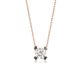 HS Demirci 925 Ayar Gümüş Kalpli Tek Taş Kadın Gümüş Kolye