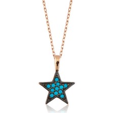 HS Demirci 925 Ayar Gümüş Mavi Yıldız Kadın Gümüş Kolye