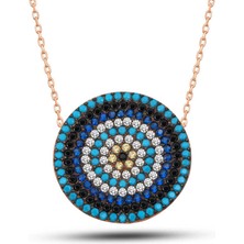 925 Ayar  Gümüş Rose Nazar Kadın Kolye