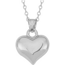 HS Demirci 925 Ayar Gümüş 3 Boyutlu Kalp Kadın Kolye