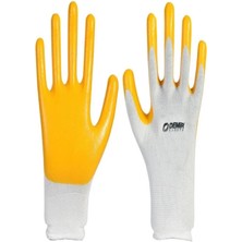 Demir Safety Nitril Eldiven Sarı Beyaz No:10