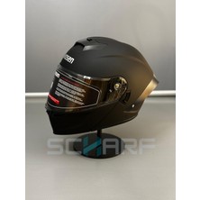 Wosen WS-202 Güneş Vizörlü Çene Açılır Kask Matt Black (Şeffaf Vizörlü)