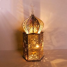 Ahşap Kendin Yap Saray LED Gece Lambası Eid Muak Dekorasyon Süsü Müslüman Ahşap Fener Ramazan Dekorasyonu 1 (Yurt Dışından)