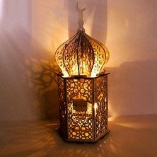Ahşap Kendin Yap Saray LED Gece Lambası Eid Muak Dekorasyon Süsü Müslüman Ahşap Fener Ramazan Dekorasyonu 1 (Yurt Dışından)