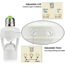 E27 Duy Adaptörü Pır Hareket Sensörü AC100-240V LED Ampul Soket Dönüştürücü Insan Varlık Dedektörü (Yurt Dışından)