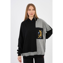 Alexander Gardi Oversize Renk Bloklu Kapüşonlu Sweatshirt (E20-152703)