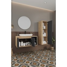 Balneom Gül 90 cm Banyo Dolabı+Ayna+Lavabo+Boy Dolabı