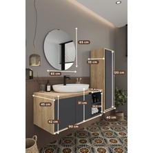 Balneom Gül 90 cm Banyo Dolabı+Ayna+Lavabo+Boy Dolabı