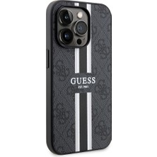 iPhone 15 Pro Max Kılıf Guess Lisanslı Magsafe Şarj Özellikli 4g Şerit Tasarımlı Printed Kapak Siyah