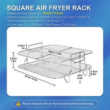 Cosori 5.5l Hava Fritözü Için Hava Fritözü Rafı, 2 Katlı Hava Fritözü Izgara/raf/kurutucu Rafı Kare, Hava Fritözü Aksesuarları (Yurt Dışından)