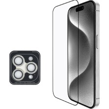 Guess Apple iPhone 16 Pro Guess Lisanslı 3'lü Aksesuar Seti Iml Simli Kılıf Ekran ve Lens Koruyucu Şeffaf