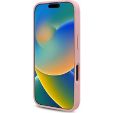 iPhone 16 Kılıf Guess Orjinal Lisanslı Üçgen Logolu Taşlı Kapak Pembe