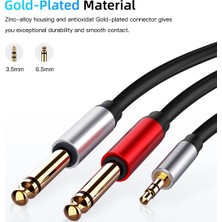 Enachanrited Ses Kablosu 3.5mm - Çift 6.35MM Aux Kablosu Mono 6.5 - 3.5 Erkek Mikser Amplifikatör Hoparlör 3.5mm Jack Splitter Kablosu (Yurt Dışından)