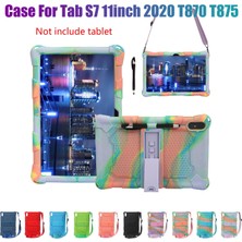 Enachanrited Tablet Kılıfı Galaxy Tab S7 11 Inç 2020 T870/T875 Silikon Kılıf Anti-Drop Tablet Standı, Kalem ve Askı (F) (Yurt Dışından)
