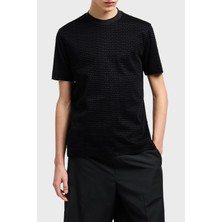 Emporio Armani Jakarlı Regular Fit Pamuklu Bisiklet Yaka T Shirt Erkek T Shirt EM001288 AF10017 FC159