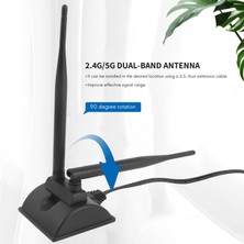 Enachanrited 2.4g/5g Çift Bantlı Anten, 6.5ft Uzatma Kablosu ile 6db Manyetik Tabanlı Kablosuz Ağ Kartı Wıfı Sma Anteni (Yurt Dışından)