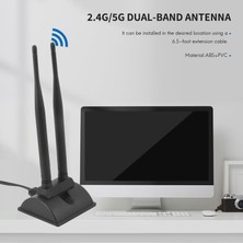 Enachanrited 2.4g/5g Çift Bantlı Anten, 6.5ft Uzatma Kablosu ile 6db Manyetik Tabanlı Kablosuz Ağ Kartı Wıfı Sma Anteni (Yurt Dışından)