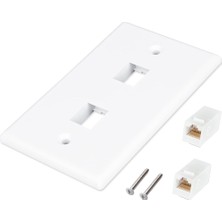 Enachanrited 2 Paket 2 Portlu Ethernet Duvar Plakası, Cat6 Dişi - Dişi Duvar Jakı RJ45 Sıralı Bağlayıcı Duvar Çıkışı, Beyaz (Yurt Dışından)