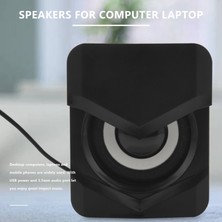 Enachanrited Mini Hoparlör 360 Derece Hi-Fi Ses Efekti, Ev Ses ve Video Için 3,5 mm Fişli USB ile Güçlendirilmiş Hoparlör, Siyah (Yurt Dışından)