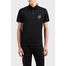 Emporio Armani Pamuk Karışımlı Logolu Düğmeli Polo Yaka T Shirt Erkek Polo Yaka T Shirt EM001704 AF10017 MC183