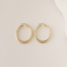 Altıntaş Oval Süzme Altın Halka Küpe