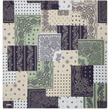 Bursa İpek Mint Patchwork Desen Twill Ipek Eşarp