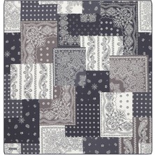 Antrasit Patchwork Desen Twill Ipek Eşarp