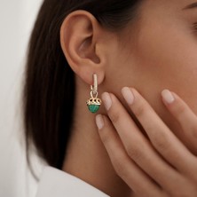 Altıntaş Malahit Taşlı Altın Ataş Küpe