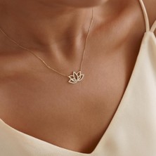Altıntaş Taşlı Lotus Çiçeği Altın Kolye