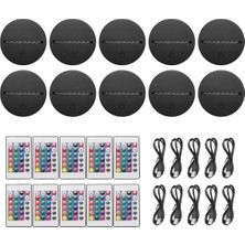 Unfathomable 10 Paket 3D Gece LED Işık Lamba Tabanı + Uzaktan Kumanda + USB Kablosu, Akrilik Siyah Için 16 Renk Işık Gösterisi Ekran Standı (Yurt Dışından)