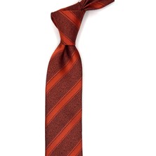 Kravatkolik Turuncu Çizgi Desen Slim Kravat SK8024