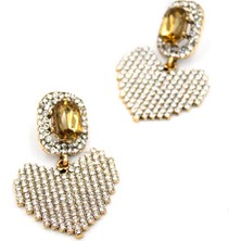 Royaleks Taşlı Kalp Küpe - Altın