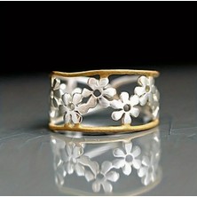 Düzensiz Içi Boş Papatya Çiçek Ayarlanabilir Kadın Yüzük