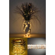 Omilife Pilli Yılbaşı Çam Ağacı Ev Süsleme Ledi 10 m 100 Adet Ledli Işıklandırma Gün Işığı LED Işık