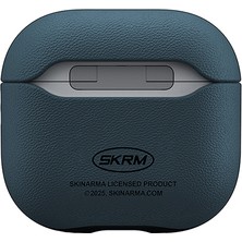 Skinarma Airpods 4 Kılıf Skinarma Pu Deri Tasarımlı Spunk Kulaklık Kılıfı Mavi