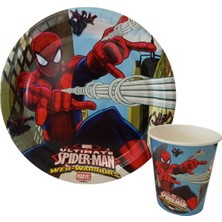 Evinss Doğum Günüspiderman Tabak Bardak Seti 8 Li