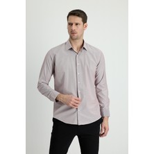 Uzun Kol Slim Fit Dar Kesim Klasik Çizgili Pamuklu Kolay Ütülenebilir Gömlek