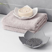 Omilife Sabunluk Lotus Tasarımlı Şık Sabunluk Katı Sabunluk Su Giderli Sabunluk