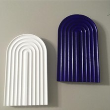 2li Dekoratif Geometrik Çizgili Beton Tabak Beton Takı Tabağı Mum Tabağı Organizer