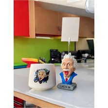 Perazayn Albert Einstein Temalı Fotoğraf Not Tutacak ve Kalemlik Saksı Mumluk Seti Ofis Masası Hediyelik