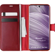 Microsonic Vivo V40 5g Kılıf Delux Leather Wallet Kırmızı