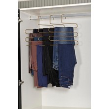 Edora Home Altın 10 Lu Dolap Içi 5 Katlı Pantolon, Şal, Eşarp Askısı, Gardrop Askılığı- Metal Paslanmaz