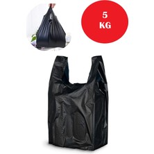 Kalın Siyah Atlet Poşet Market Manav Poşeti Küçük Boy 24X34 cm 5 kg